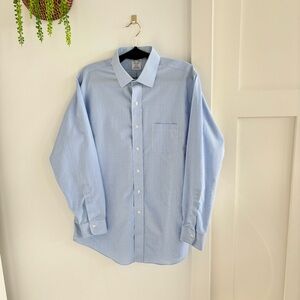 Brooks Brothers Mens Regent Button Down Dress Shirt Blue Plaid Non-Iron 16.5-34